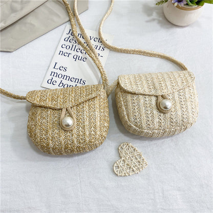 Fashion Imitation Pearl Buckle Diagonal Bag