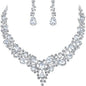 Necklace Exaggerated Colorful Flowers Full Of Diamond Crystal Necklace Earrings Jewelry Set