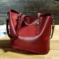 Simple Oil Wax Leather Messenger Shoulder Bags Women's High Capacity Portable Tote Bag