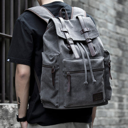 Canvas Backpack Men's Fashion Trend Casual Travel Bag
