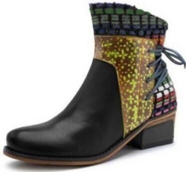 Handmade Ethnic Embroidered Ankle Boots - Vintage Bohemian Short Boots for Women