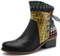 Handmade Ethnic Embroidered Ankle Boots - Vintage Bohemian Short Boots for Women