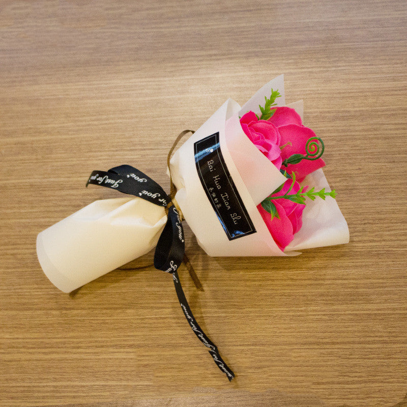 3 Soap Roses Bouquet Simulation Flower Chinese Valentine's Day Gift For Mother