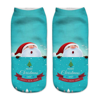 New 3D Printed Christmas Pattern Women's Boat Socks