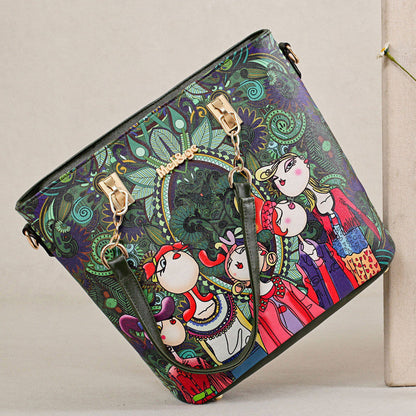 European And American Printing Picture-Mother Handbag Fashion One-Shoulder Bag