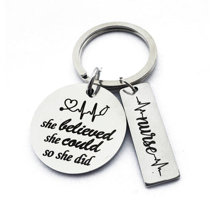 Nurse's Day Stainless Steel Keychain ECG Doctor Gift