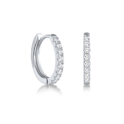 S925 Sterling Silver Geometric Round Micro-Set Earrings