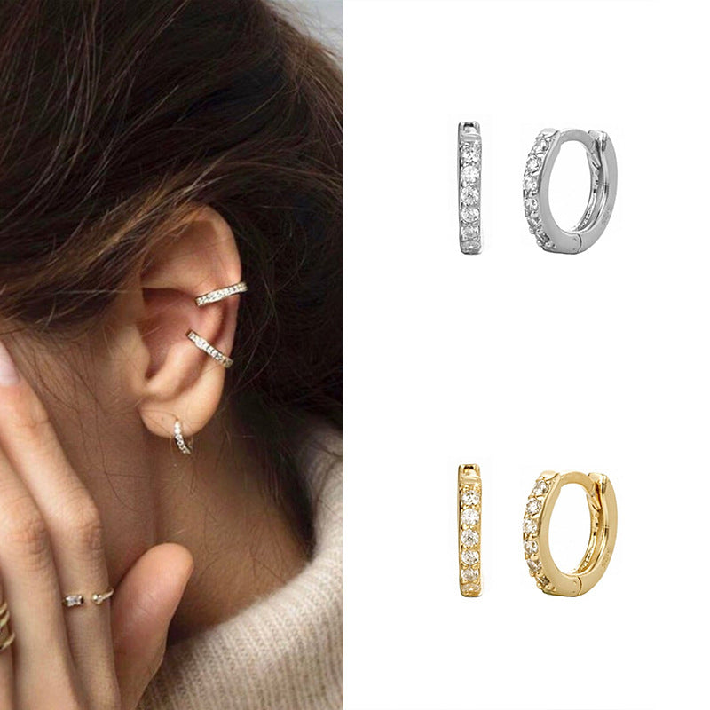 S925 Sterling Silver Geometric Round Micro-Set Earrings