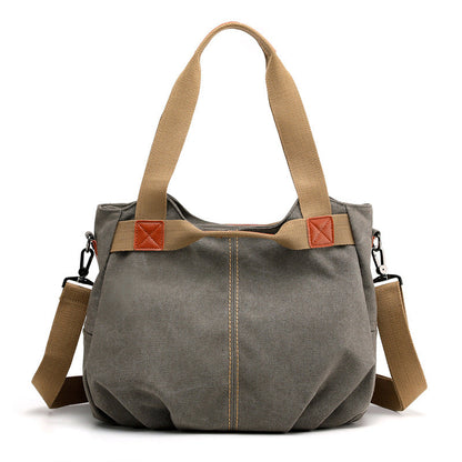 Large Capacity Simple Solid Color Multifunctional Portable Diagonal Canvas Bag