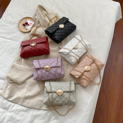 Ladies One Shoulder Crossbody Lingge Chain Bag