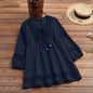 Cotton And Linen Stitching Lace 34 Sleeve Loose Women's Top T-shirt