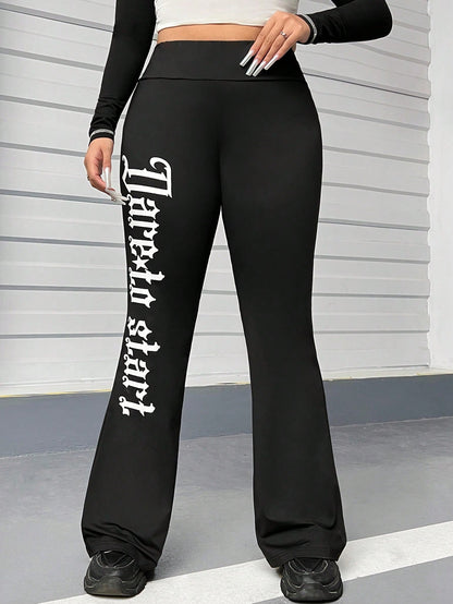 Coolane Plus Size Women'S Ribbed Flared Bell Bottom Pants