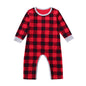 Infant Baby Boys Girls Christmas Santa XMAS Letter Plaid Romper Jumpsuit Outfits baby clothes winter clothe