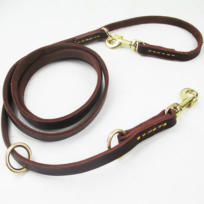 Double-headed Copper Hook Dog Traction Belt Cowhide Convenient Leash Running Rope