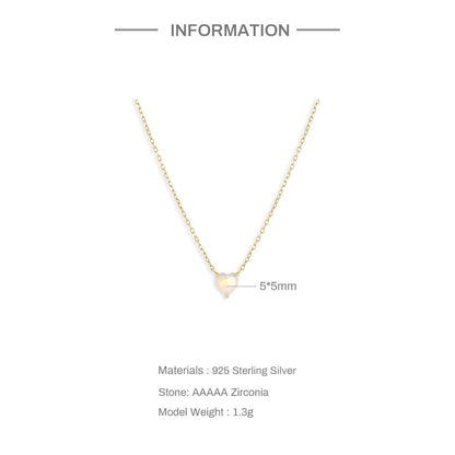 S925 Sterling Silver Simple Heart-shaped Diamond Necklace Valentine's Day Gift