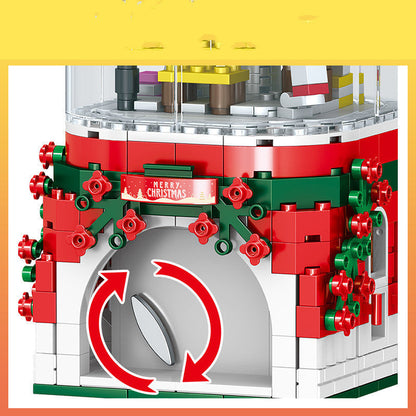 LED Light Christmas Building Blocks Santa Claus Spin Music Box Creator Bricks Christmas Gift