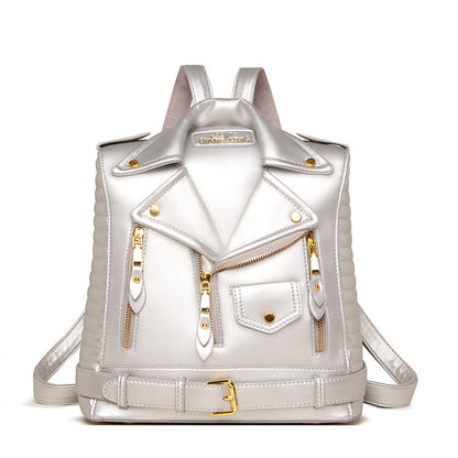 Soft Leather Textured Jacket Trendy Wild Clothes Backpack