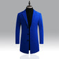 Long trench coat men's Korean style slim woolen coat