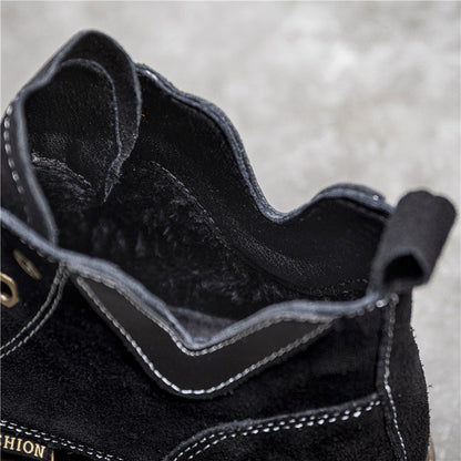 V-shaped meat powder leather boots