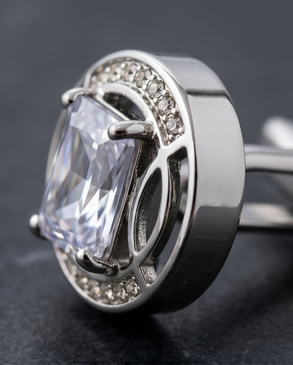 Sky Blue Crystal & Diamond Accent Cufflinks
