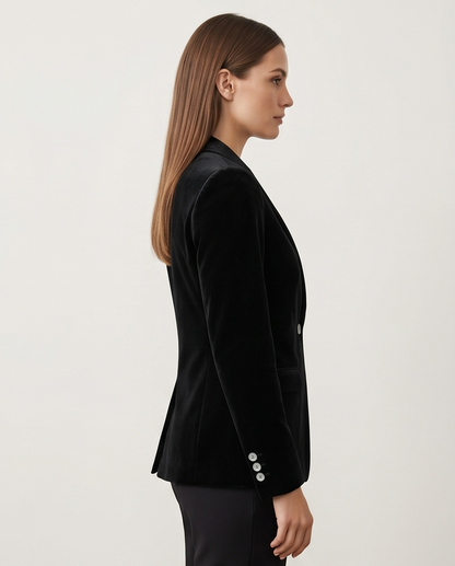 Women's Black Velvet Blazer
