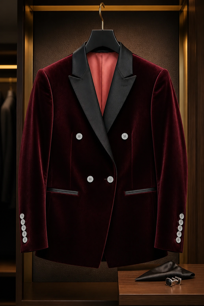 Burgundy Double Breasted Dinner Jacket