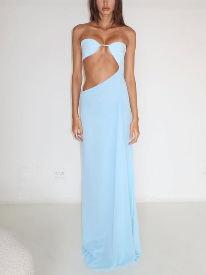 Sexy Cutout Tube Top Maxi Dress