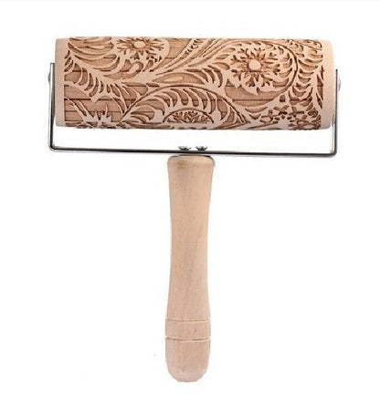 Push-Style Christmas Embossing Rolling Pin Printed Cookie Dough Stick Fondant Tool Baking Noodle Cake Dough Engraved Roller Q40