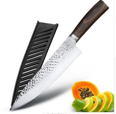 Kitchen Knife Professional Japanese Chef Knives with protective cover and fresh fruit slices