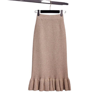 New Slim-fit And Slimming Lace-hem Knitted Skirt