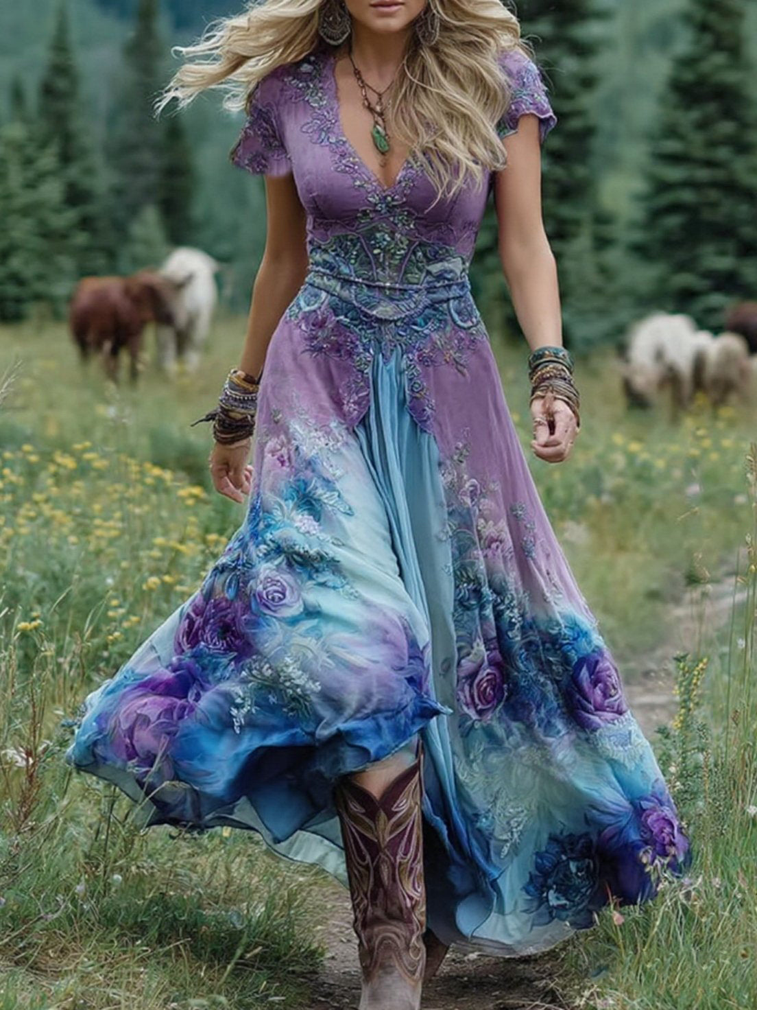 Isla Grace | Embroidered Maxi Dress