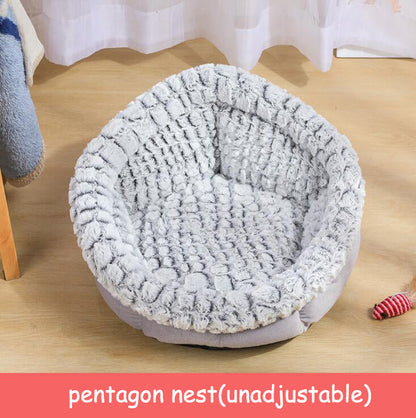 Pet Bed Soft Non-Slip Plush Kennel Round Cat Dog Nest Cushion