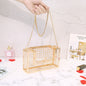 Metal hollow shoulder bag European and American fashion clutch iron mesh chain messenger dinner bag