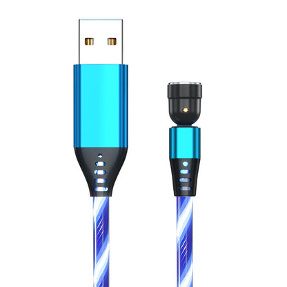540° Rotating LED Magnetic Charging Cable - 3A Fast Charge for iPhone, USB-C & Micro USB