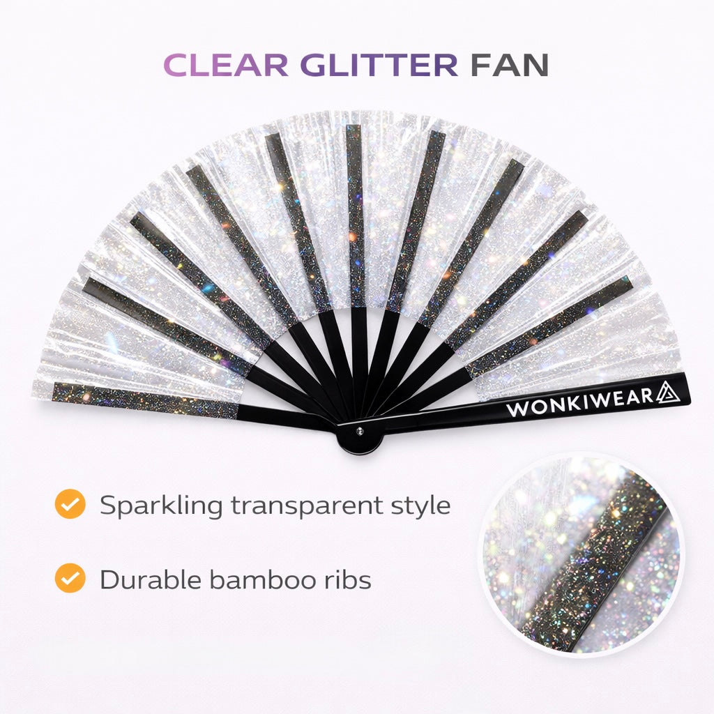 XL Festival Fan - Disco Glitter, Clear
