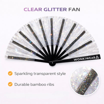 XL Festival Fan - Disco Glitter, Clear