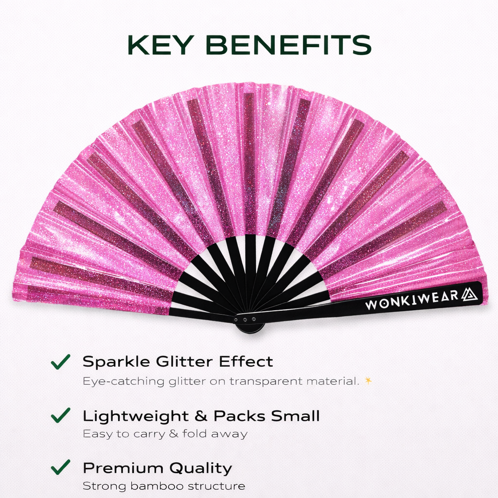 XL Festival Fan - Disco Glitter, Pink