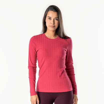 Organic Cotton Ribbed Long Sleeve T-shirt: Womens