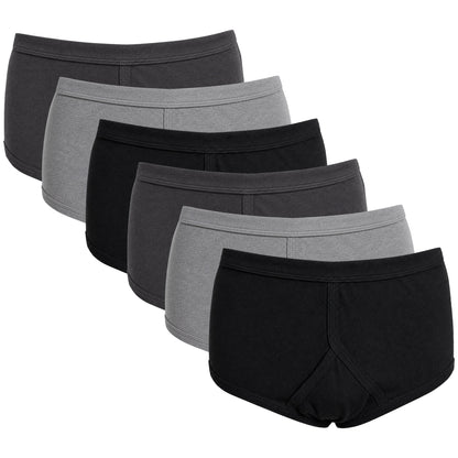 Pack of 6 Men's Cotton Y Front Briefs Comfortable Breathable Underwear with Soft Stretch Waistband Hypoallergenic Durable by Sock Stack