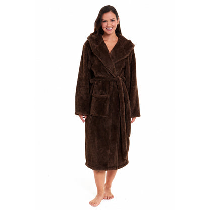 Women's Snuggle Fleece Touch Hooded Robe Luxurious Soft Loungewear Cosy Durable Dressing Gown UK Sizes 8-22 Green Grey Pink Green by Daisy Dreamer