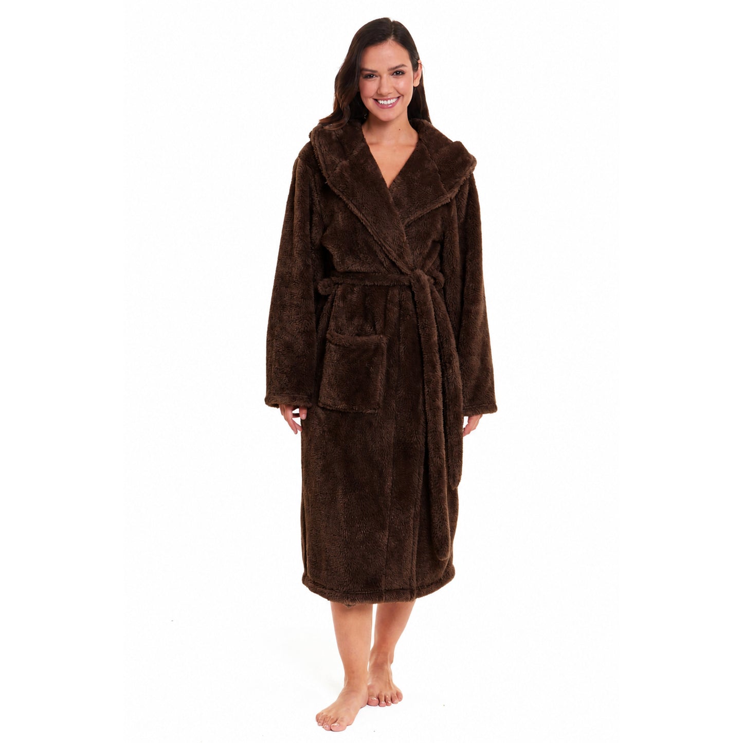 Women's Snuggle Fleece Touch Hooded Robe Luxurious Soft Loungewear Cosy Durable Dressing Gown UK Sizes 8-22 Green Grey Pink Green by Daisy Dreamer