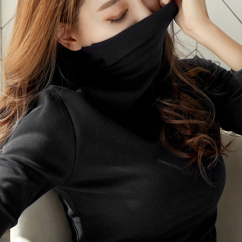 High-neck Long Sleeve Slim-fit Korean-style Women's Top