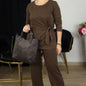 Women's Relaxed-fit Crew-neck Top And Casual Drawstring Pants Two-piece Set