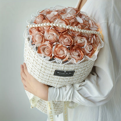 Eternal Ice Blue Rose Bouquet - Perfect Gift for Her, Anniversary, Birthday, Valentine's Day & Mother's Day | Dried Flower Arrangement in Decorative Basket | Ideal for Home Decor, Bedroom Accent | No Vase Included