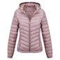 Women's Solid-Color Zippered Hooded Winter Coat Jacket Casual