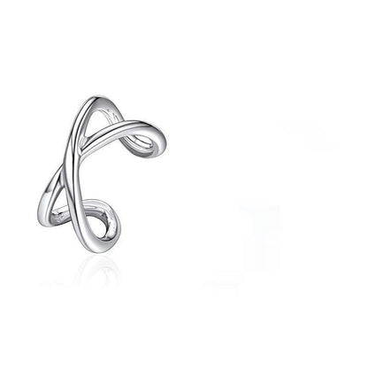 S925 Sterling Silver Geometric Cross Ear Clip - Korean Style Unisex Earring