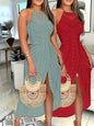 Hip-hop Street-style Asymmetric Sleeveless Halter Dress