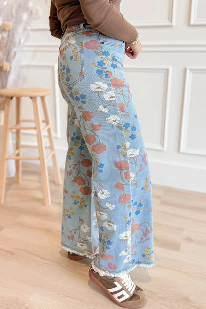 Women's Casual Loose-Fit Irregular Printed Denim Jeans