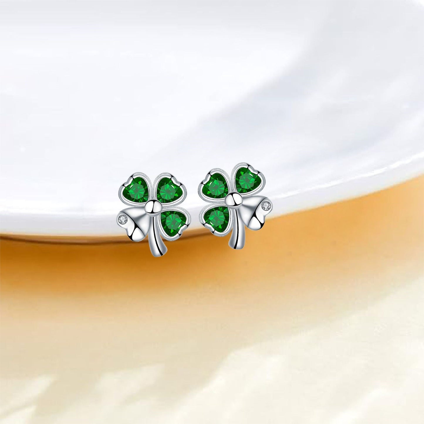 Silver Needle Natural Four-leaf Clover Lucky Earrings Female Gift For Mother's Day