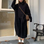 Women's Horn Button Cardigan Sweater - Mid-Length Turn-Down Collar Coat